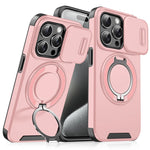 iPhone 16 Series TPU + PC Bumper Case with 360° Rotating Hidden Metal Ring