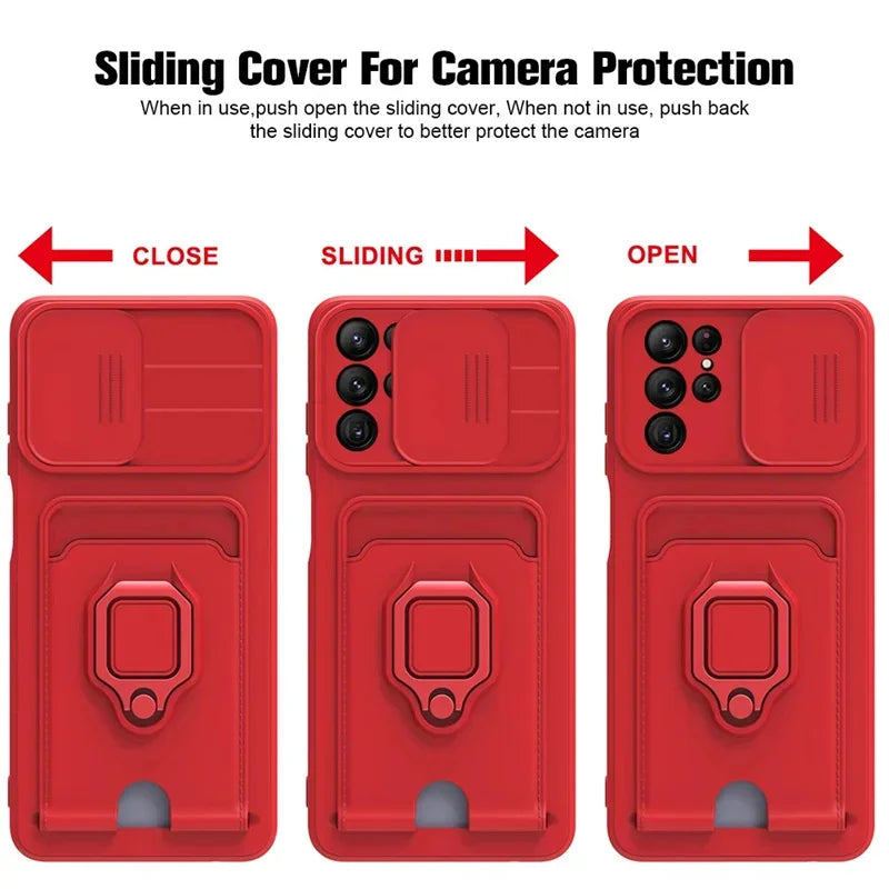 Samsung Galaxy S25 Series Magnetic Phone Case with Camera Cover & Card Slot