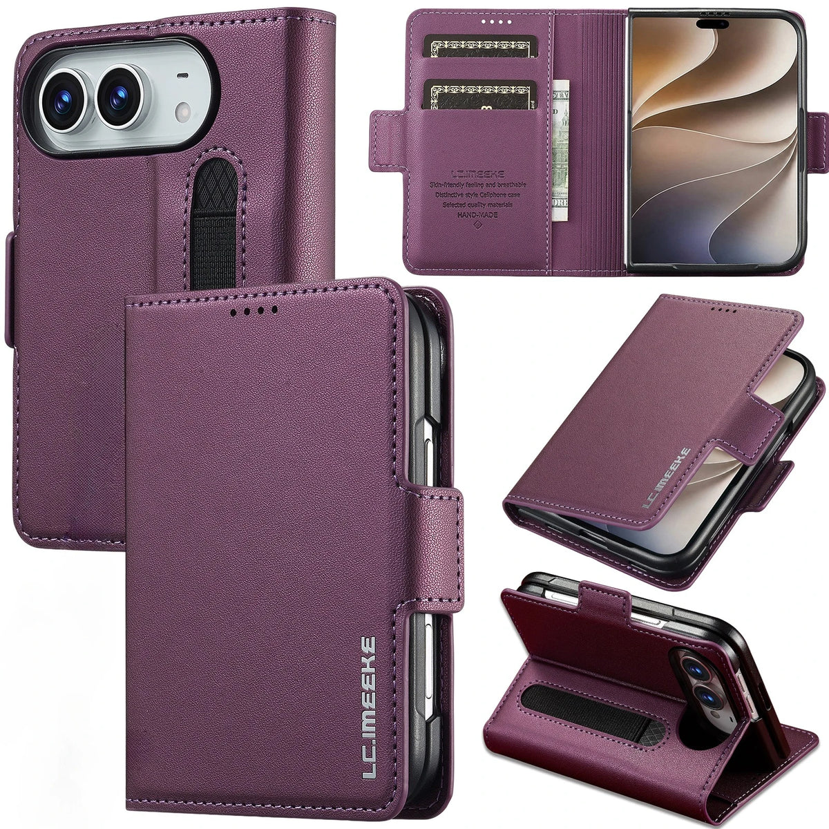 Leather Wallet Case with Integrated Pen Holder for iPhone Duo