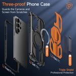 Full-Body Triple-Shield Magnetic Armor Case with Metal Kickstand for Samsung Galaxy S26 Series