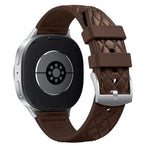 Quilted Leather Silicone Watch Strap with Pin Buckle Clasp for Samsung Galaxy Watch 9