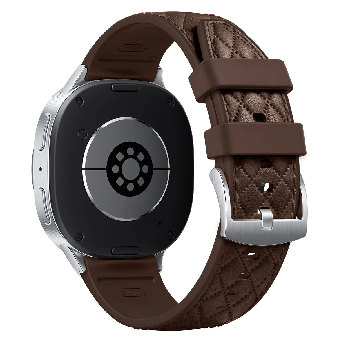 Quilted Leather Silicone Watch Strap with Pin Buckle Clasp for Samsung Galaxy Watch 9