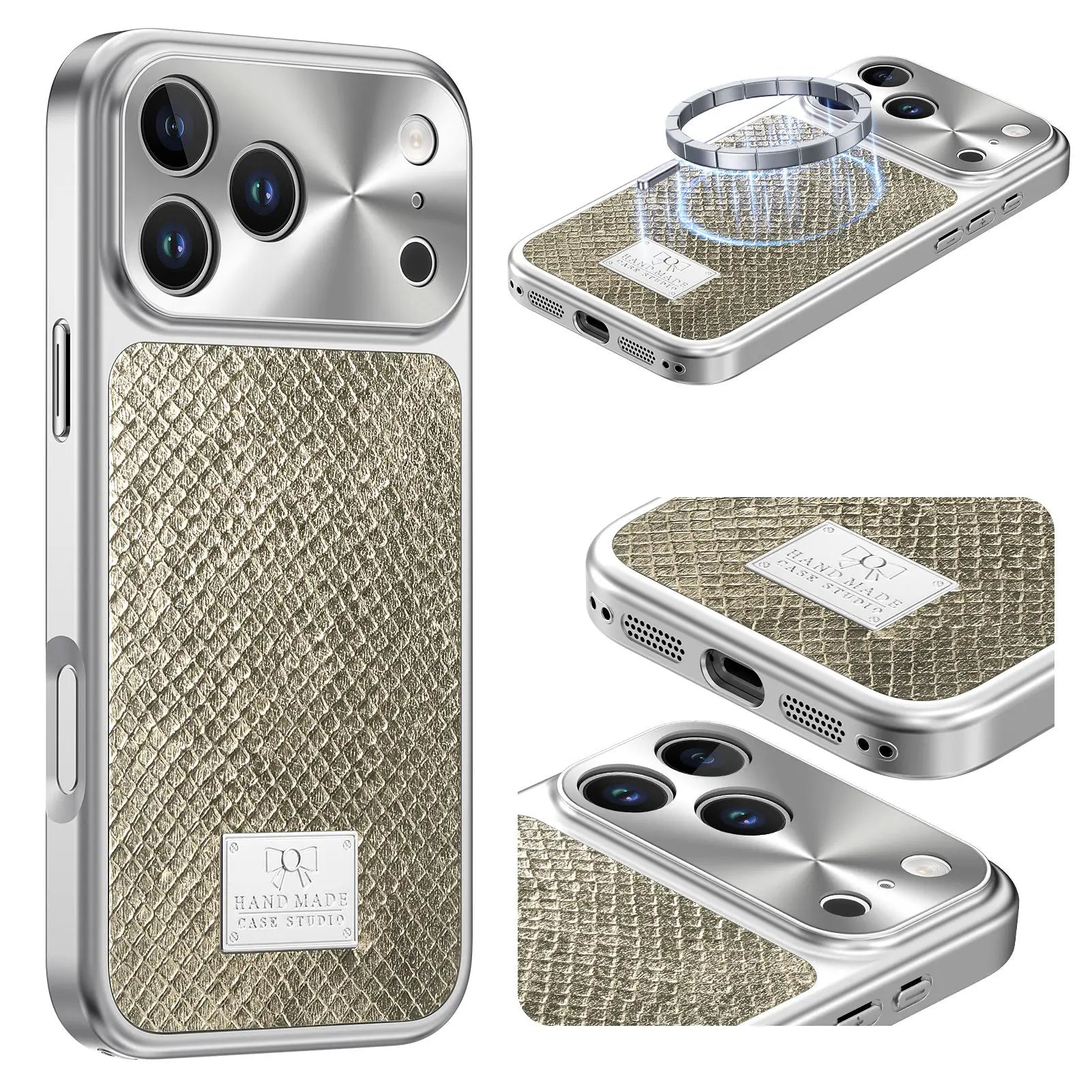 Snake Pattern Leather MagSafe Case for iPhone 17 Series