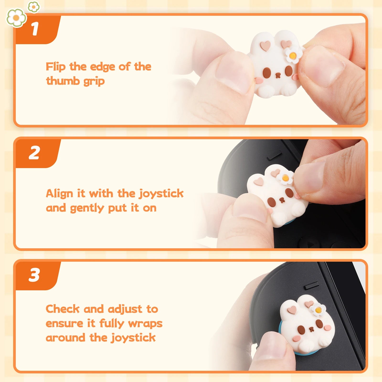 Cute Bunny Carrot Thumb Stick Covers for Nintendo Switch 2 Controllers