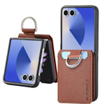 Protective Leather Wallet Case with Ring and Card Holder for Samsung Galaxy Z Flip 7