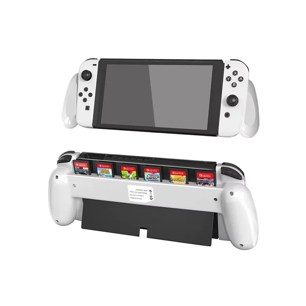 Ergonomic Hand Grip with Built-in 6 Game Card Slots for Nintendo Switch OLED