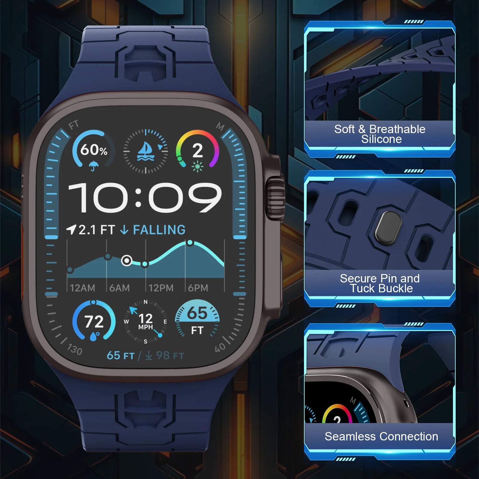 Comfort-Fit Silicone Strap for Apple Watch