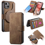 Magnetic Leather Wallet Case with Detachable Card Slot for iPhone 15 Series
