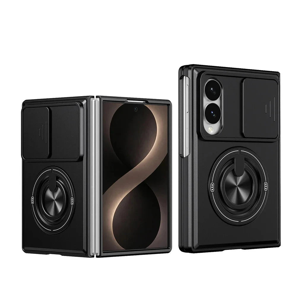 Shock-Absorption Perimeter Frame Case with Rotating Ring Grip for Samsung Galaxy Z Fold 8