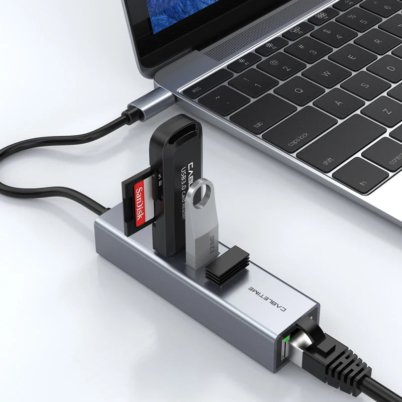 CABLETIME Gigabit Ethernet Adapter 3-Port USB-C Hub