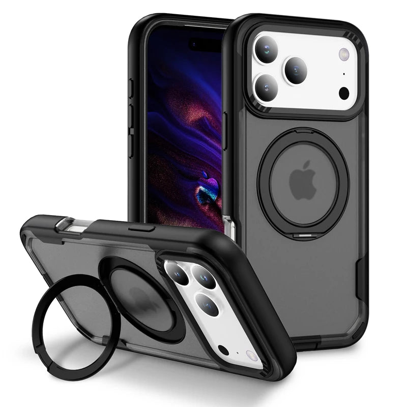 Shockproof PC Armor MagSafe Case with Metal Bracket for iPhone 17 Series