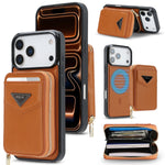 Shockproof Leather MagSafe Case with Detachable Zipper Wallet for iPhone 17 Serie