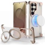 Samsung Galaxy S25 Ultra Shockproof Transparent Magnetic Case with 360° Ring Stand