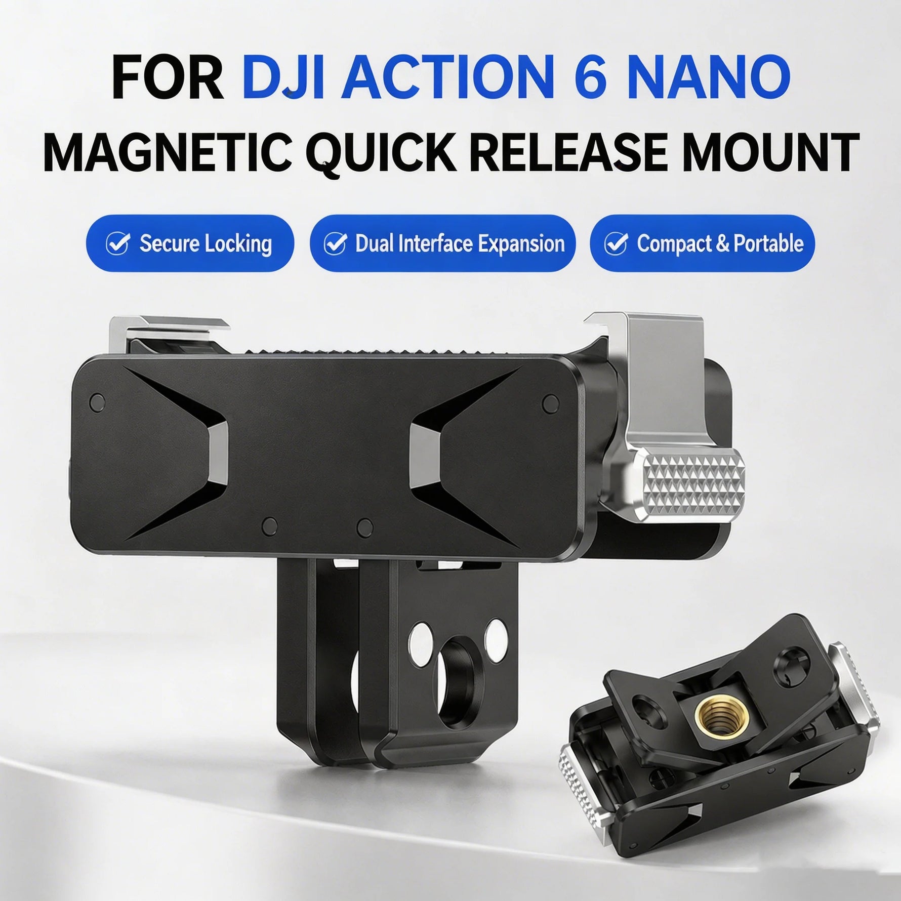 Magnetic Quick-Release Foldable Mounting Plate for DJI Osmo Action 6 NANO