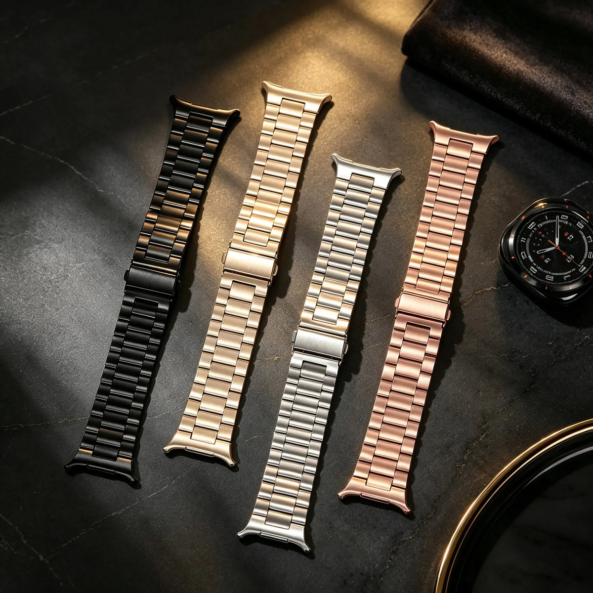 Stainless Steel Link Bracelet Band with Removable Links for Samsung Galaxy Watch Ultra 2