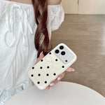3D Black Polka Dot Bow Silicone Case for iPhone 17 Series