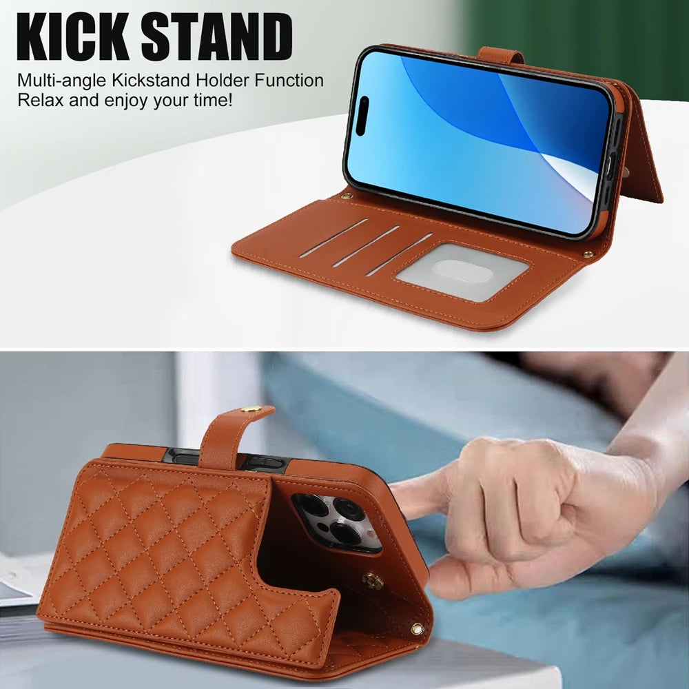 Multi-Functional Crossbody Wallet Case with Card Holder for iPhone 15 Series