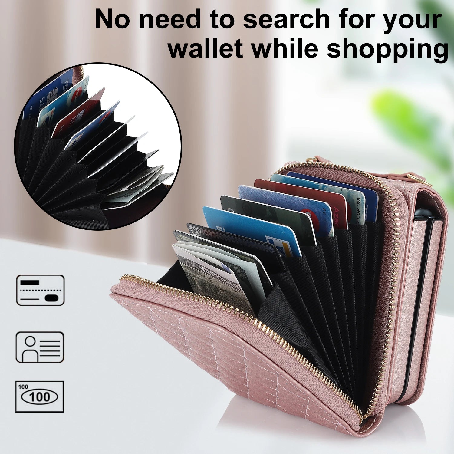 Premium Leather Wallet Cover with Zipper Card Pocket for Samsung Galaxy Z Flip 8