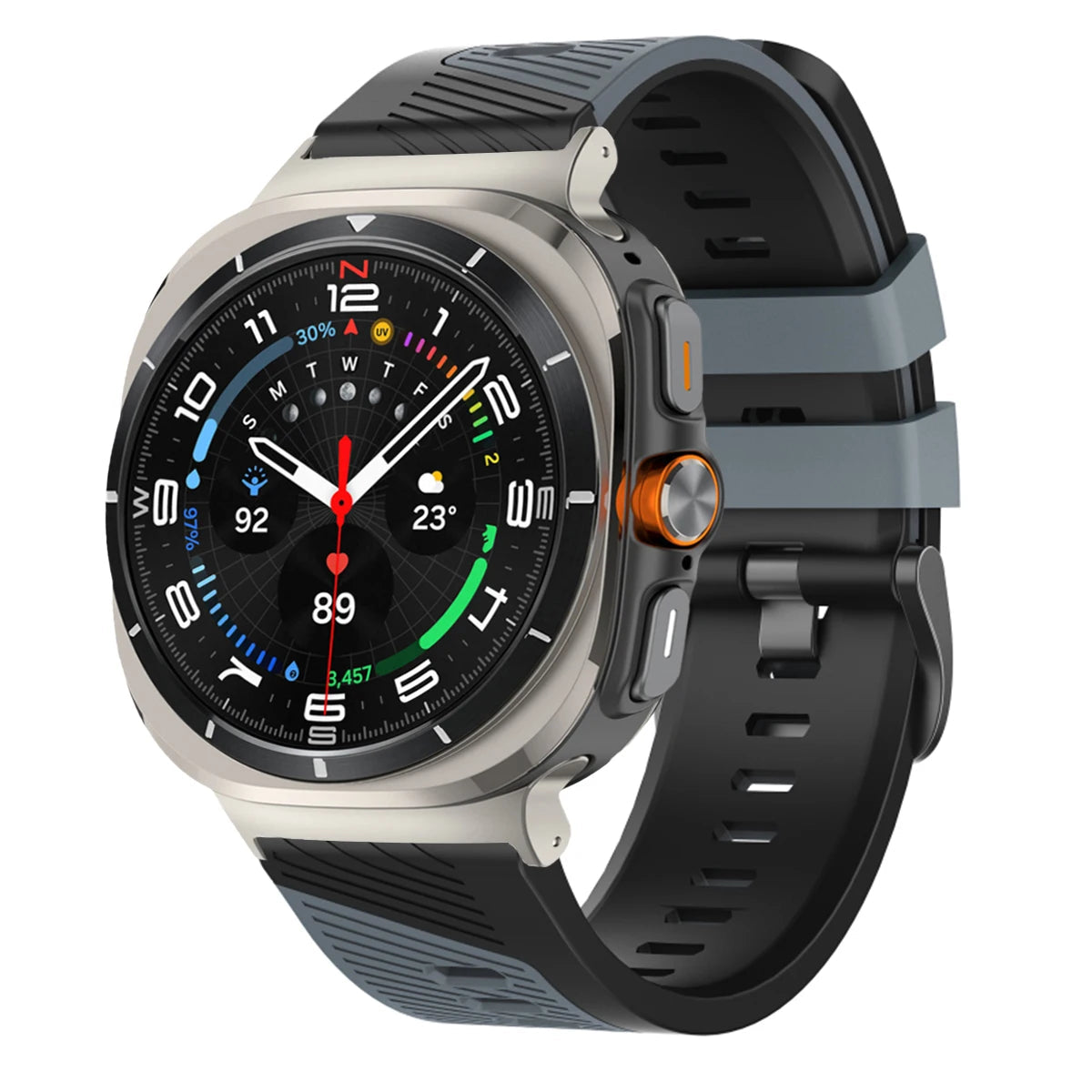 Two-Tone Silicone Sports Watch Strap with Quick-Release Connector for Samsung Galaxy Watch Ultra 2