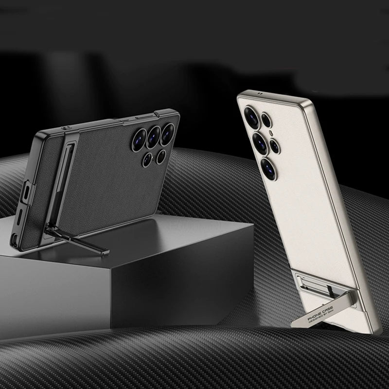 Ultra-Thin Luxury Leather Case with Kickstand for Samsung Galaxy S25 Ultra