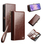 Genuine Leather Detachable Wallet Case with Wrist Strap for iPhone 17 Pro Max