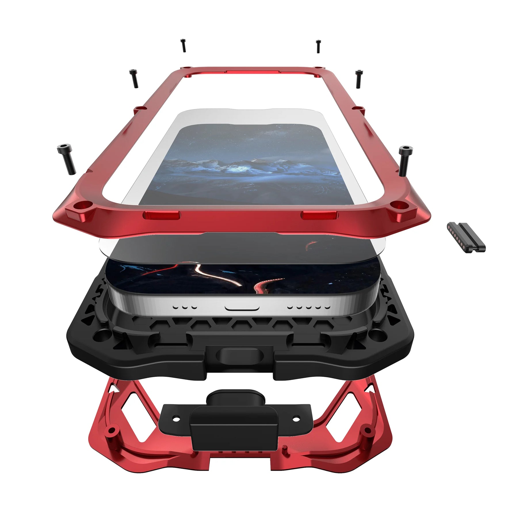 Metal Full-Body Case with Tempered Glass and Camera Stand for iPhone 17 Series