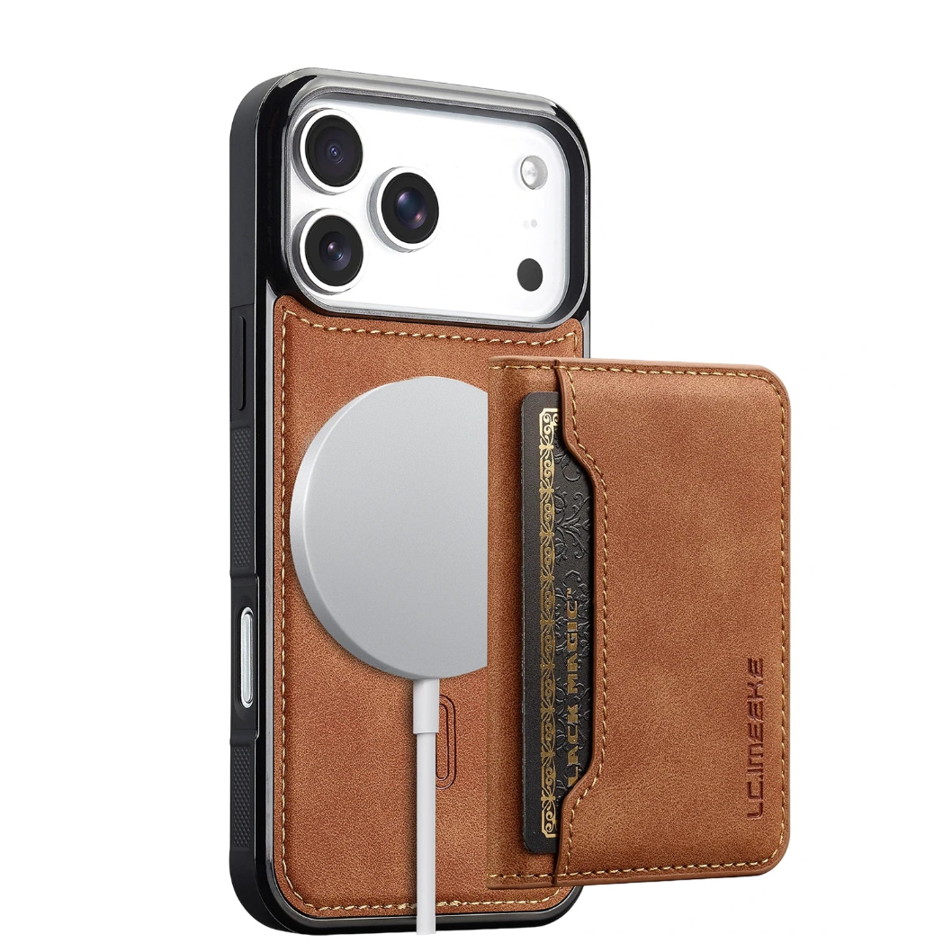 Premium Leather Detachable MagSafe Wallet Case with Dual Card Slots for iPhone 18 Series