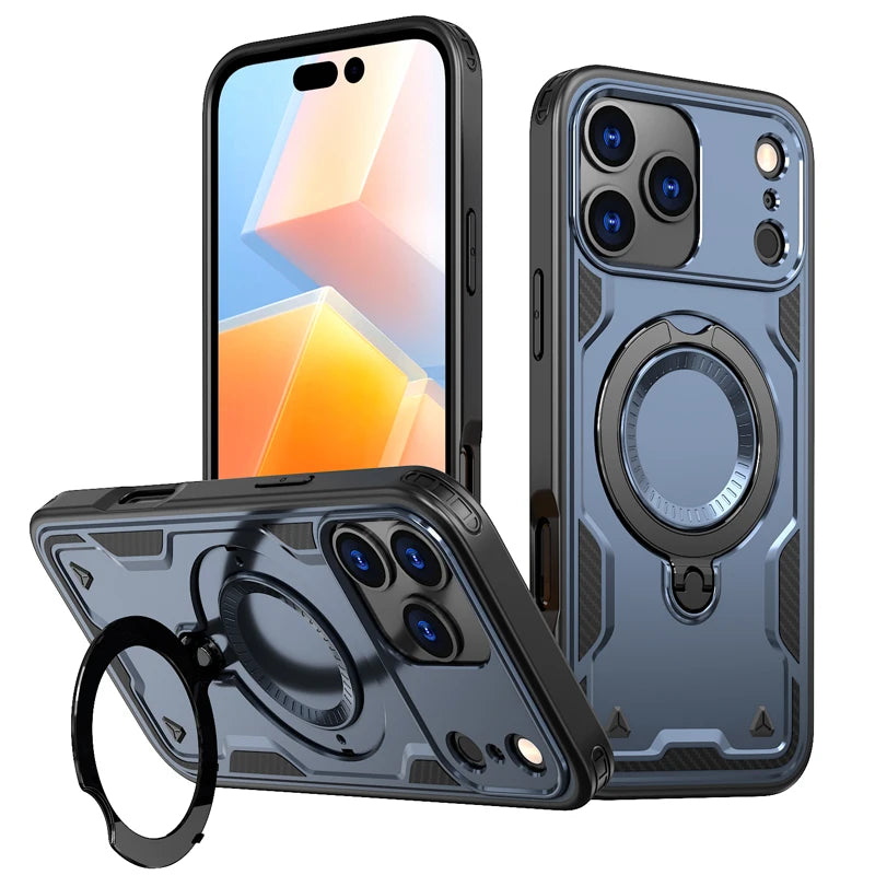 Transparent PC TPU Case with 360° Rotatable Ring Stand for iPhone 18 Series