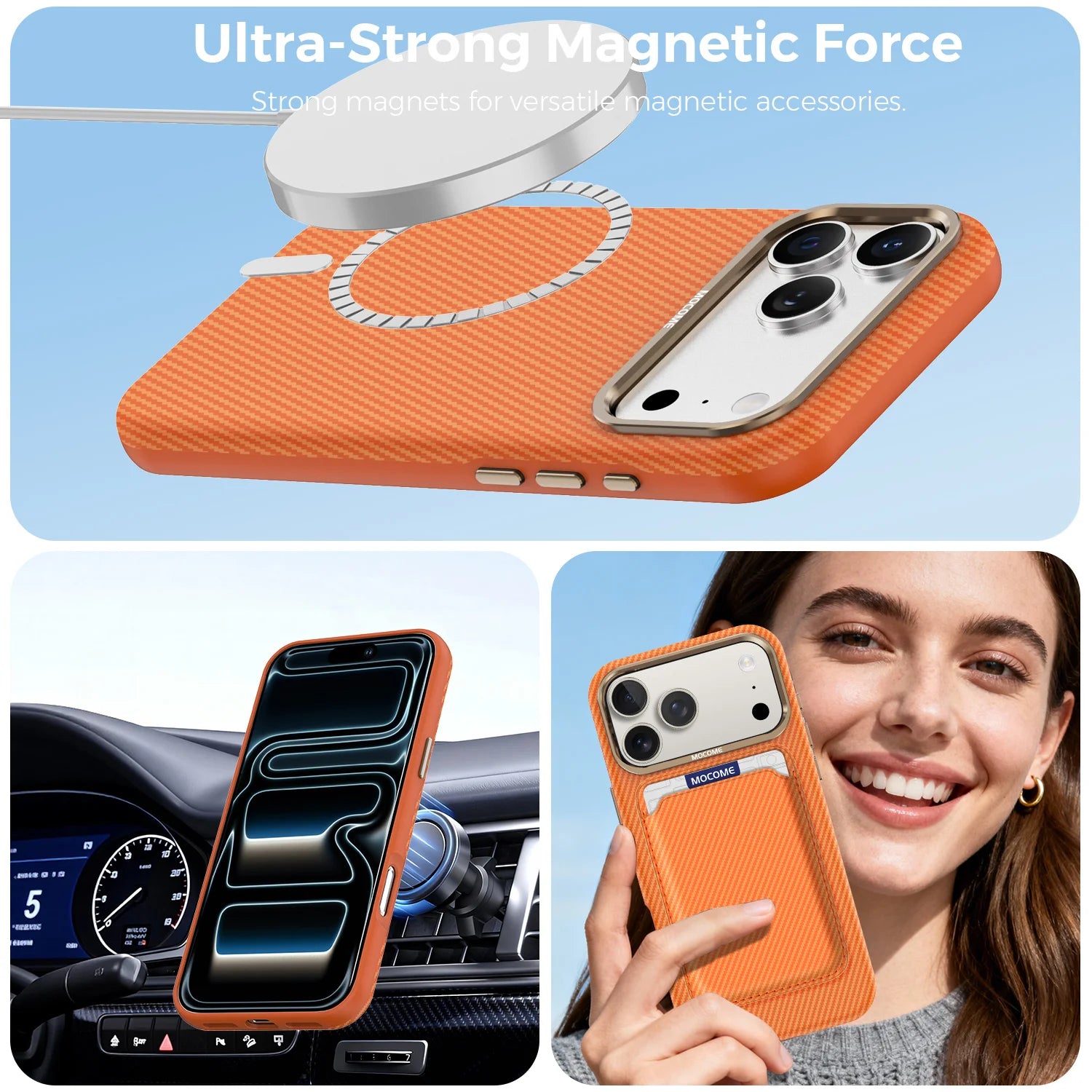 Slim Business MagSafe Case with Detachable Card Holder for iPhone 17 Series