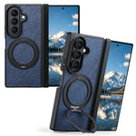Textured Leather Magnetic Case with 360° Rotating Ring Stand for Samsung Galaxy Z Fold 7