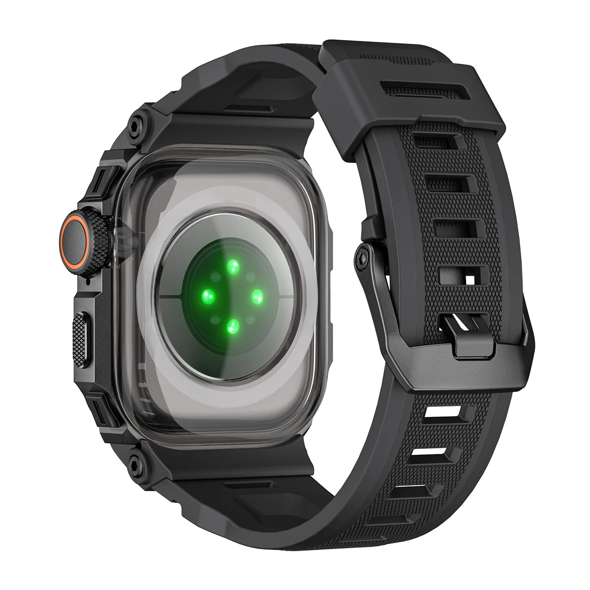 Integrated Silicone Case Band with Metal Bumper for Apple Watch
