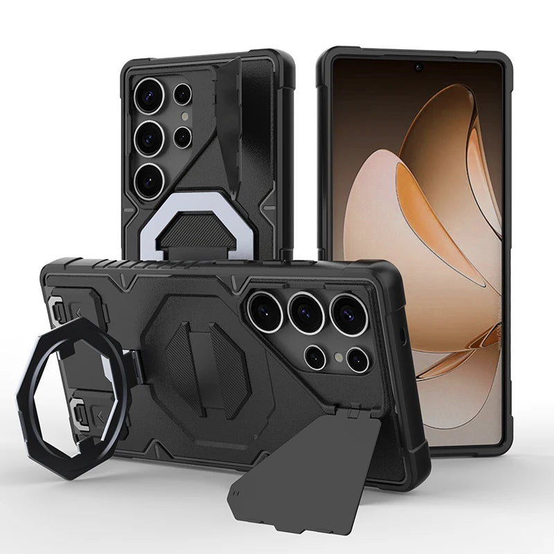 Modern Hybrid Armor Case with Privacy Lens Shield & Multi-Stand for Samsung Galaxy S26 Series