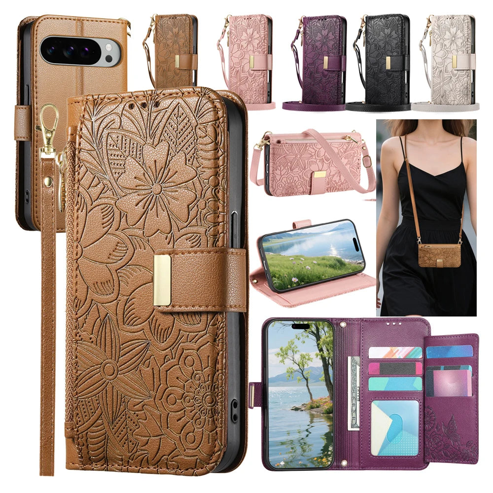 Crossbody Leather Wallet Case for Google Pixel 10 Series