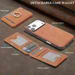 MagSafe Compatible Leather Case with Removable Vertical Card Slot for iPhone 17 Series