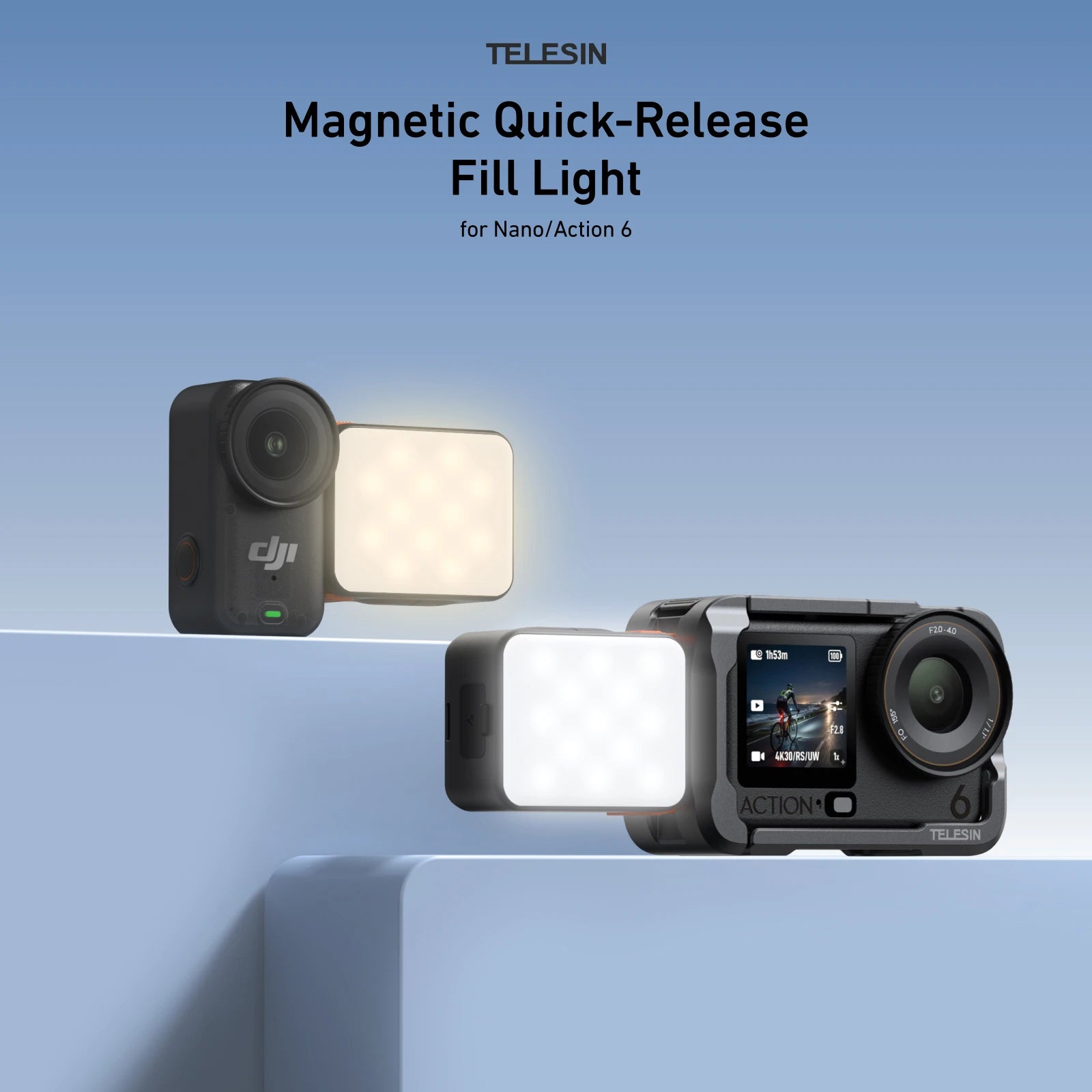 TELESIN Magnetic Quick Release Mini Selfie Light for DJI OSMO Action 6