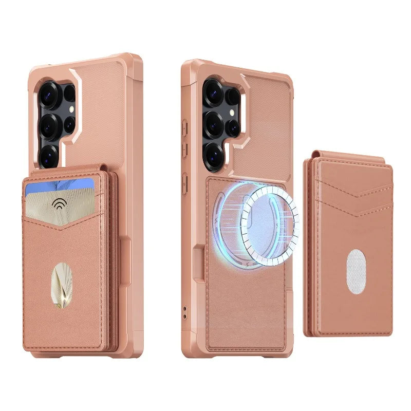 Luxury Leather Magnetic Case with Detachable Card Holder for Samsung Galaxy S25 Series