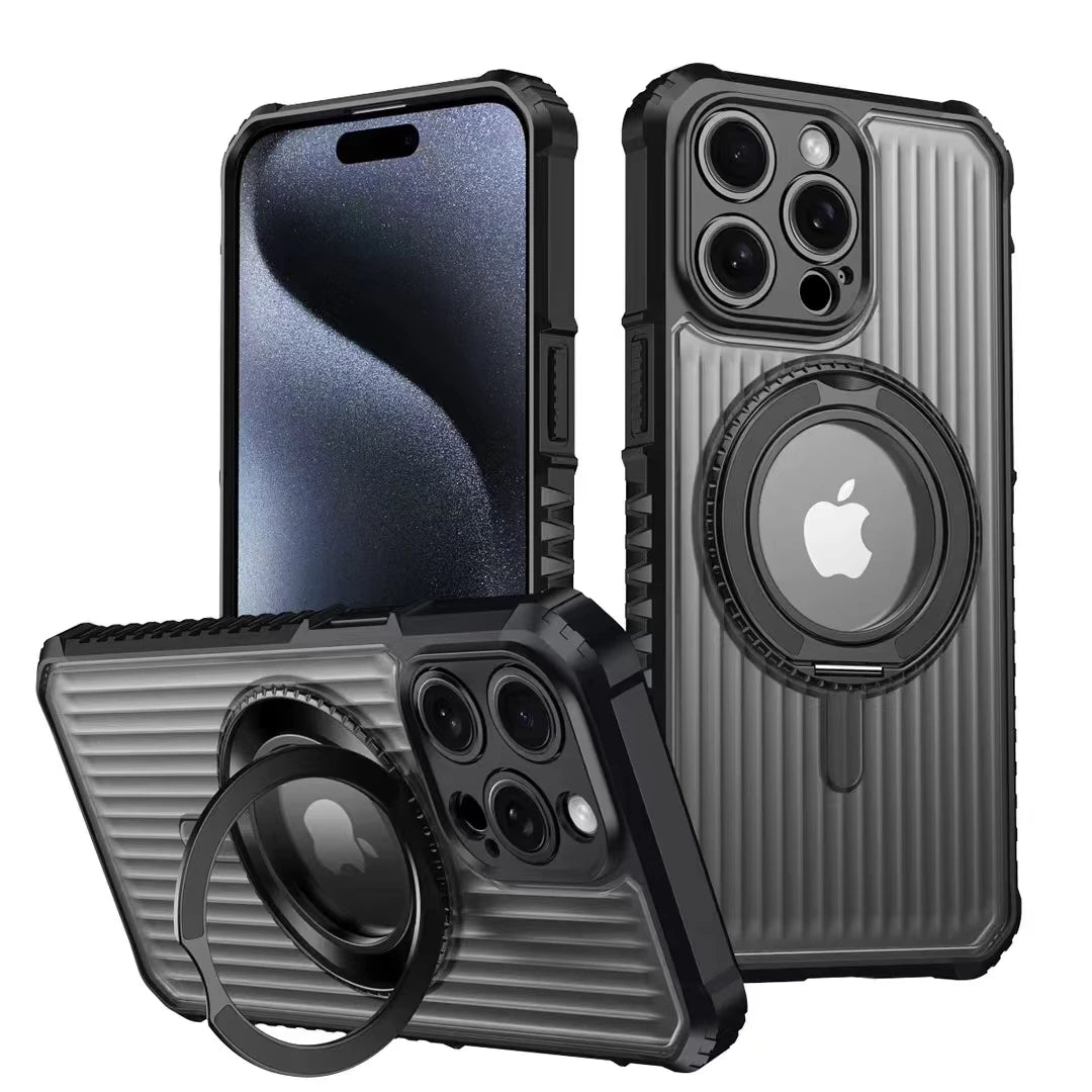 Military Grade Shockproof Armor MagSafe Case with 360° Ring Stand for iPhone 16 Series