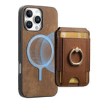 iPhone 16 Series PU Leather Case with MagSafe Support and Removable Card Holder