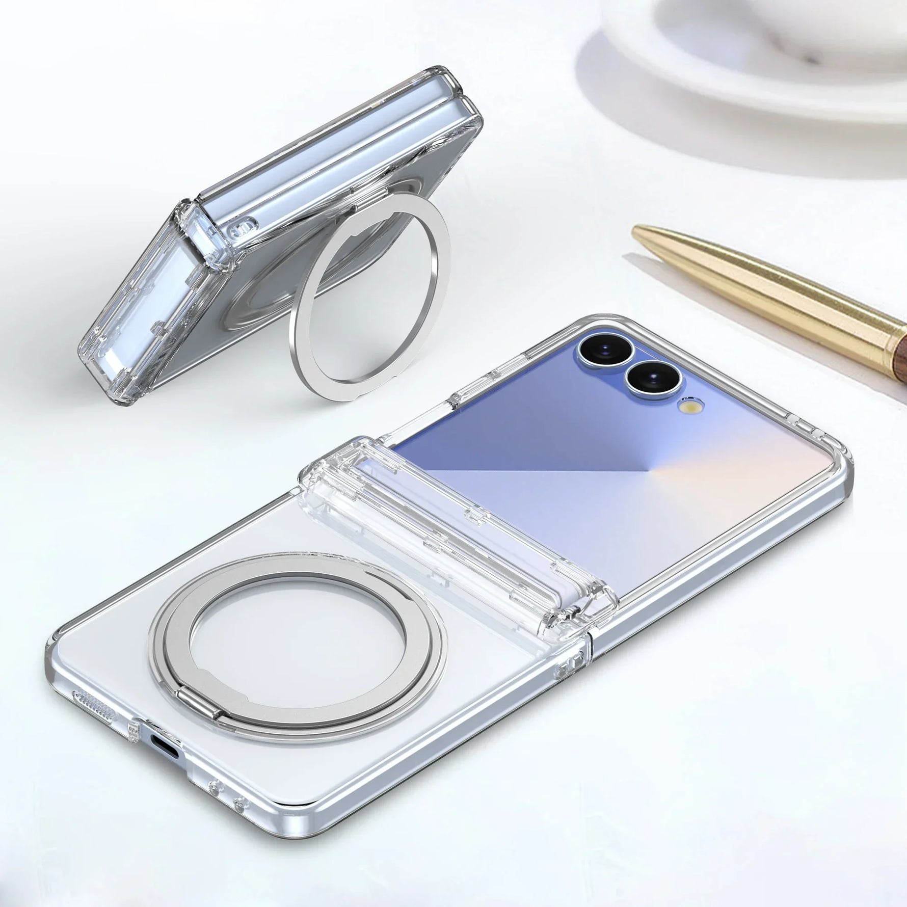 Samsung Galaxy Z Flip 7 Electroplated Magnetic Case with 360° Rotating Bracket