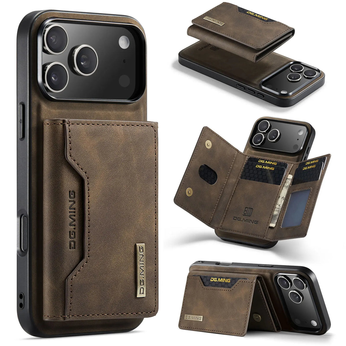 Premium Leather MagSafe Wallet Case with 3-Card Detachable Wallet for iPhone 18 Series