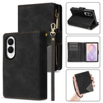 Embossed Leather 9-Card Wallet Case with Detachable Wrist Strap for Samsung Galaxy Z Fold 8