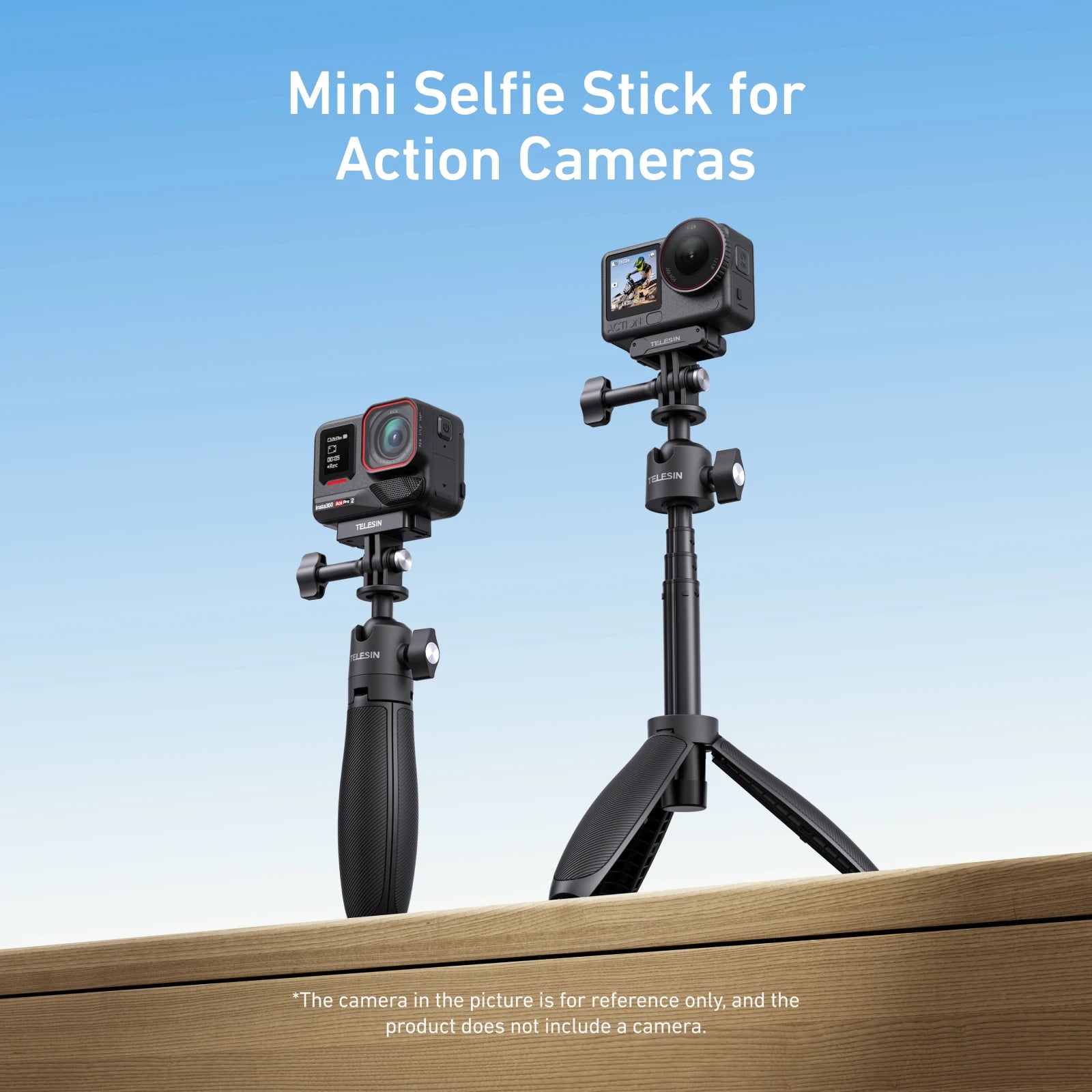 TELESIN Aluminum Alloy Mini Selfie Stick for Action Cameras