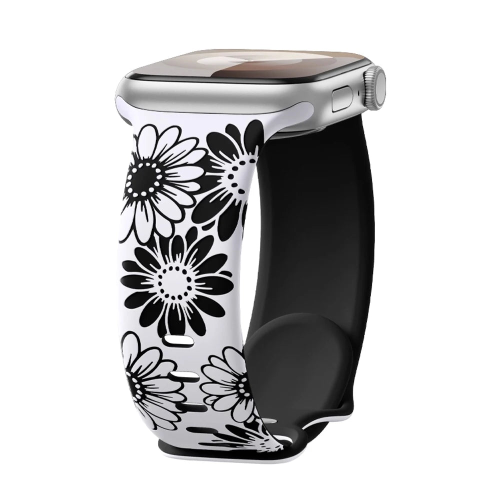 Engraved Silicone Strap Replacement Band for Apple Watch