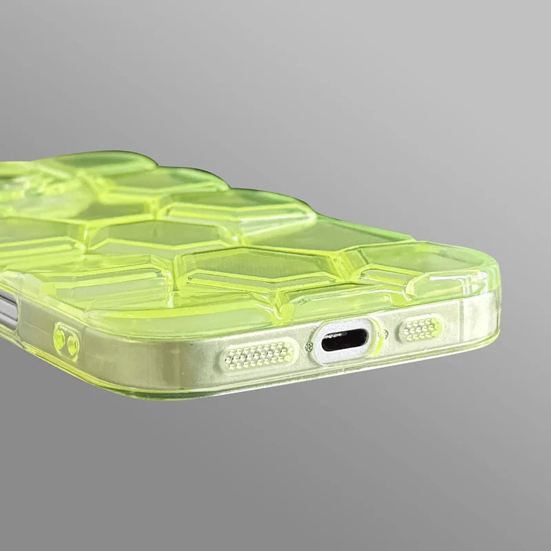 Hexagonal Texture Translucent Soft TPU Case for iPhone 16 Series