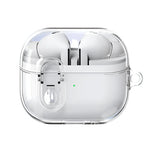 Shockproof transparent case for Samsung Galaxy Buds 3 & Buds 3 Pro, made from durable plastic for protection.