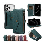 Textured Leather Detachable Wallet Case with Crossbody Strap for iPhone 18 Series