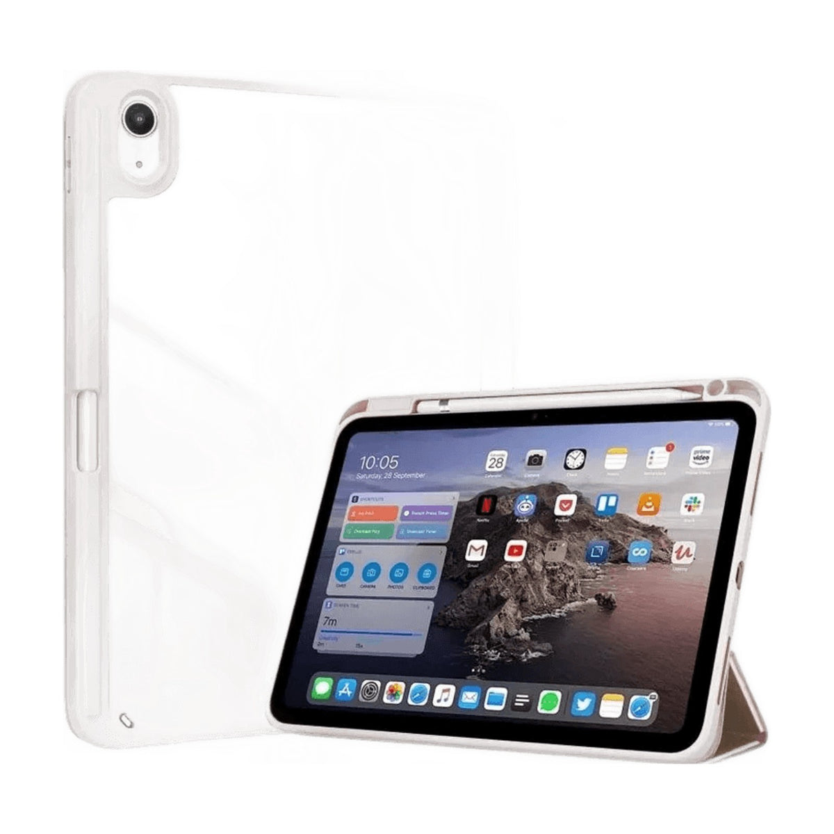 Transparent Magnetic Auto Sleep/Wake Case with Apple Pencil Holder for iPad Air M2 (2024)