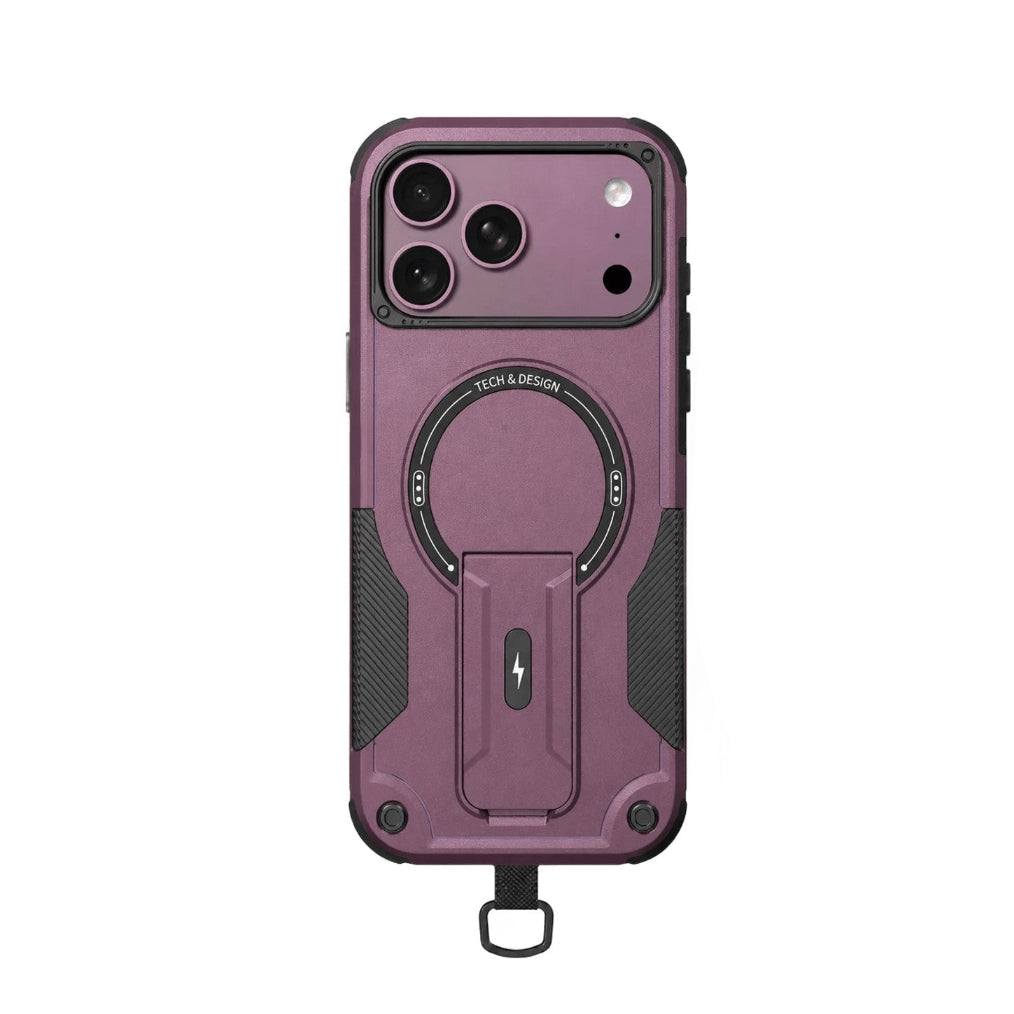 Carbon Fiber 360° Rotating Ring Kickstand Case with Detachable Lanyard for iPhone 18 Series