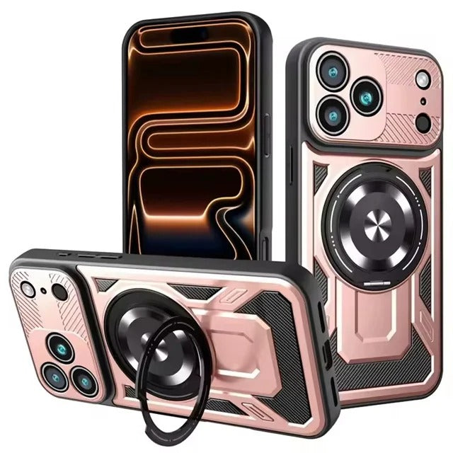 Sliding Camera Cover MagSafe Case with 360° Ring Stand for iPhone 18 Series