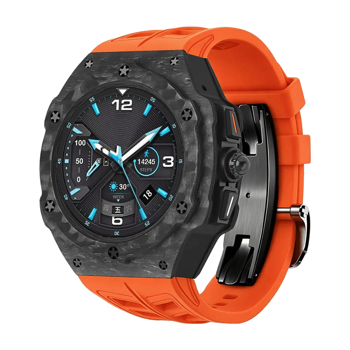 Carbon Fiber Protective Case with Silicone Band for Samsung Galaxy Watch Ultra 2